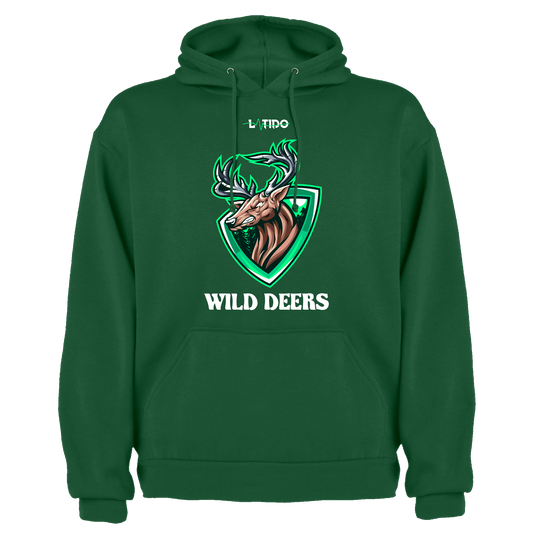 Wild Deers Cotton Hoodie Green