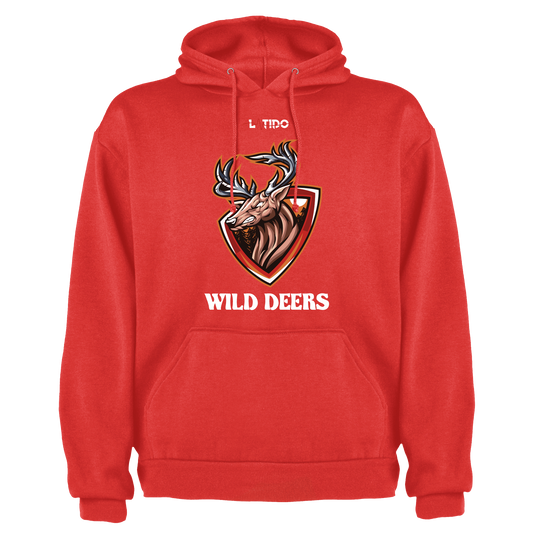 Wild Deers Cotton Hoodie Red