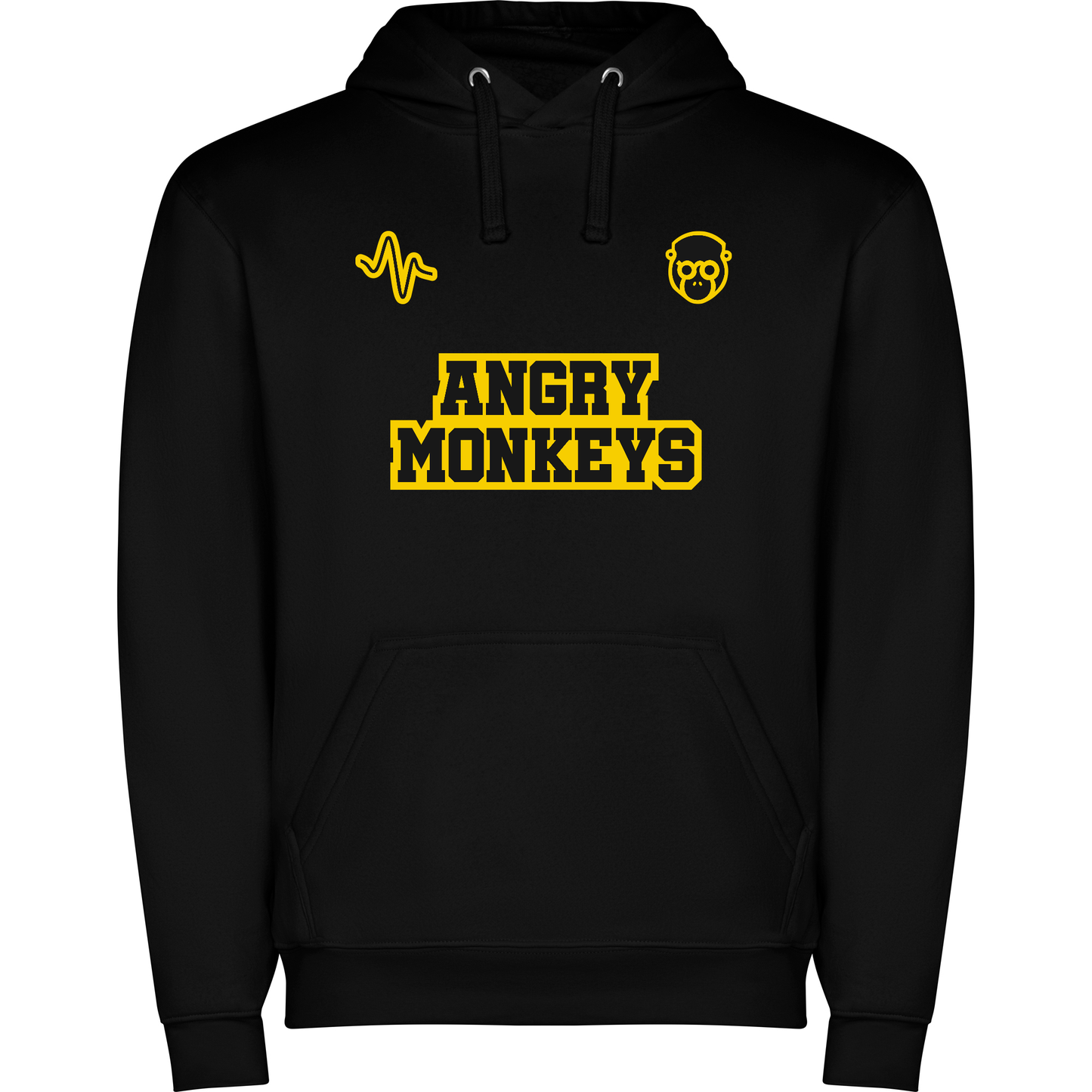 Angry Monkeys Black Cotton Hoodie